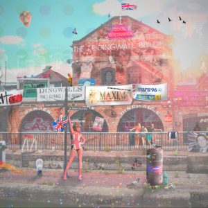 Cool Britannia Britpop limited edition Fine Art Giclée print by Neil Pengelly celebrating Britpop, British music and 1990s popular culture.