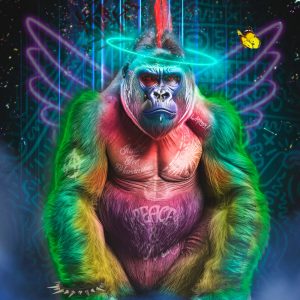 Urban Gorilla limited edition contemporary wildlife Fine Art Giclée print by Neil Pengelly inspired by strength, character and urban art.
