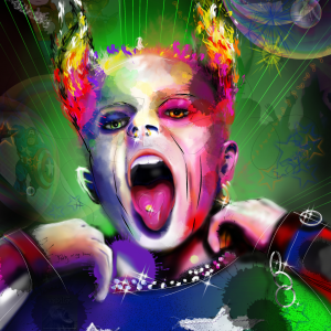 Firestarter limited edition Fine Art Giclée print by Neil Pengelly celebrating Keith Flint of The Prodigy through contemporary digital art.