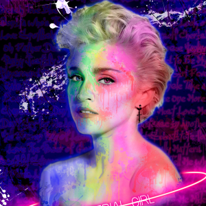 Material Grrrl limited edition Fine Art Giclée print by Neil Pengelly celebrating Madonna's music, style and cultural influence.