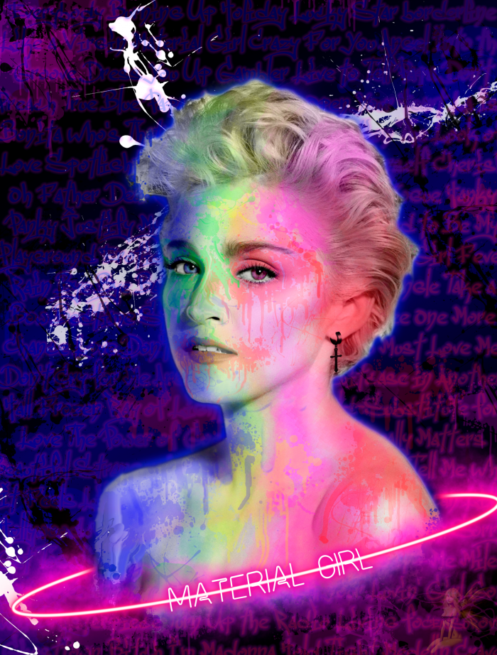 Material Grrrl limited edition Fine Art Giclée print by Neil Pengelly celebrating Madonna's music, style and cultural influence.